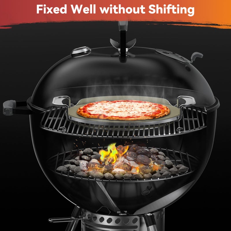 Skyflame Gourmet BBQ System Pizza Stone, 13-inch Baking Stone with Stainless Steel Carry Rack, Compatible With Weber 8836, Kettle Charcoal/Smoke/Gas/Ceramic Grills, Pizza Oven - Image 3